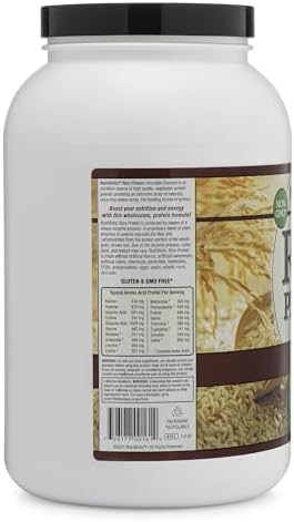 NutriBiotic – Plain Rice Protein, 1 Lb 5 oz (600g) - Low Carb, Keto-Friendly, Vegan, Raw Protein Powder - Grown & Processed Without Chemicals, GMOs or Gluten - Easy to Digest & Nutrient-Rich