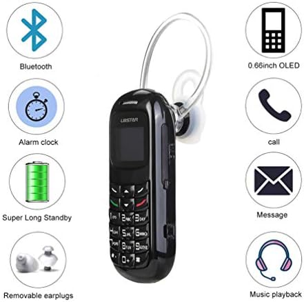 Mini Small Mobil Cell Phone L8star BM70 Bluetooth Handset 0.66 inch Unlocked Bluetooth Earphone Dialer Support SIM Card(Black)