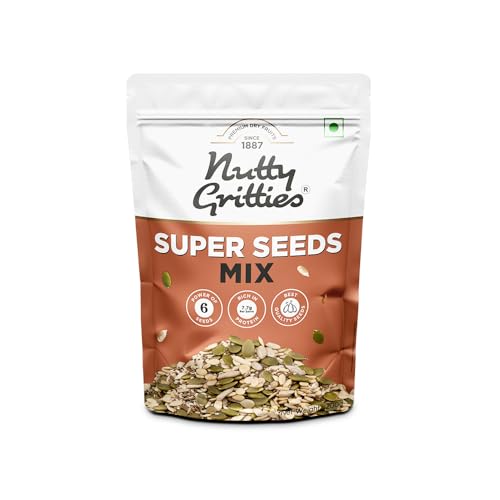 Nutty Gritties Super Seeds Mix - Roasted - Flax Chia Sesame Sunflower Watermelon Pumpkin Seeds (Pack Of 1 - 200 Grams)