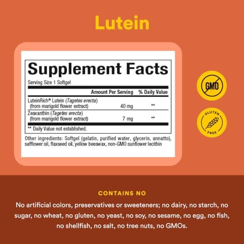 Natural Factors, Lutein 40 mg, Antioxidant Support for Healthy Eyes and Skin with Zeaxanthin, 60 Softgels