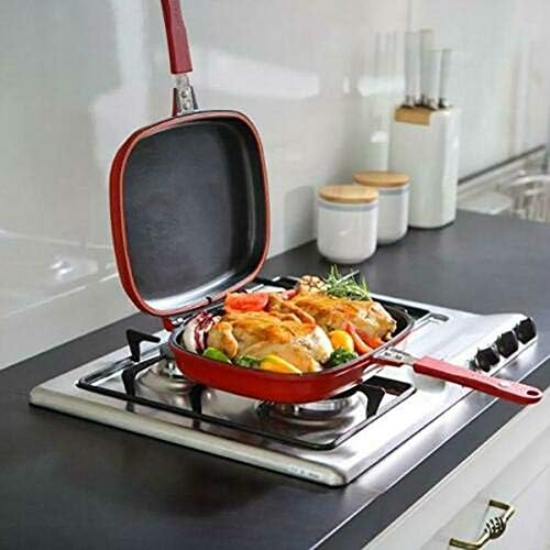 Square Double Sided Frying Pan, Kitchen Non-stick Baking Pancake Pan Omelette Trays, Indoor/Outdoor Camping Sandwich Toaster Grill, Cooks Toasties