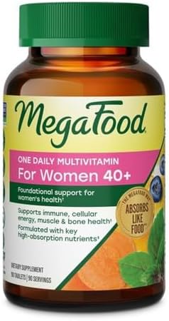 MegaFood One Daily Multivitamin for Women 40+ with 22 Nutrients, 30 Tablets | Immune Support, Cellular Energy, Muscle & Bone Health, Methylated B12, Methylfolate, Vitamin D3, C and Zinc, 30 Servings