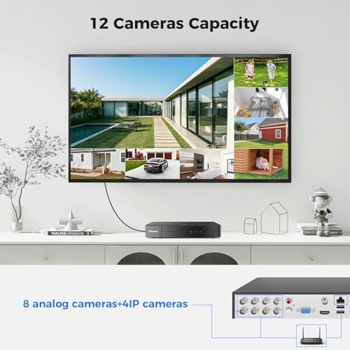Hiseeu 4K 8 Channel DVR Security Digital Video Recorder | Advanced 8MP DVR with Person/Vehicle Detection for CCTV Camera,AHD/TVI/CVI/CVBS/IPC,No Monthly Fee,No Hard Drive