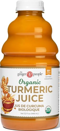 Organic Turmeric Juice, 99% Pure Turmeric Juice by The Ginger People – Drug Free Support, Non-GMO, Premium Quality, 32 Fl oz Bottle (Pack of 1)