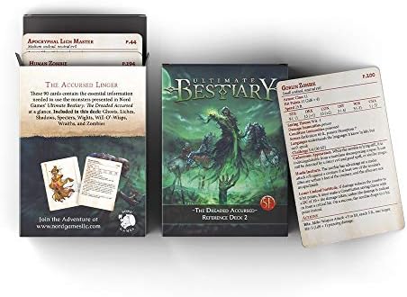 Dungeons and Dragons 5th Edition Deck of Cards – The Dreaded Accursed: Reference Deck 2 by Nord Games – 100 Cards - Games for Adults and Kids