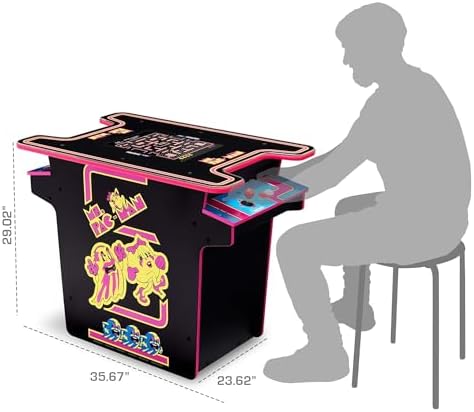 Arcade1Up Ms. PAC-MAN Head-to-Head Arcade Table, 12 Classic Games | Retro Home Arcade Machine with Light-Up Control Deck & Real-Feel Joysticks