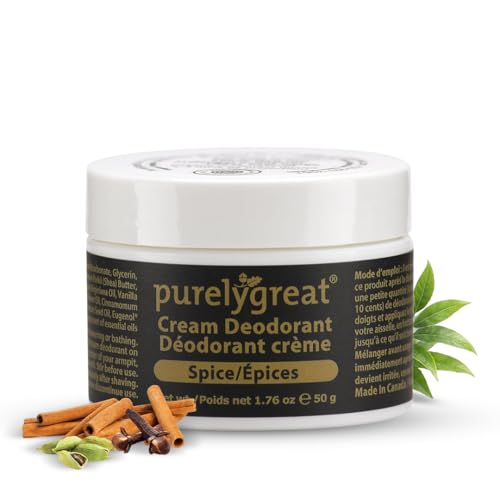 Purelygreat Natural Unscented Cream Deodorant for Women & Men | Aluminum Free Deodorant Women & Men | Vegan & Long Lasting Odor Control | Chemicals, Parabens, BPA & Cruelty Free | 1.76 oz