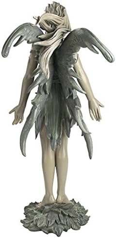 Design Toscano Facing the Wind Fairy Woman Outdoor Garden Statue, 12 inches wide, 27 inches tall, Cast Stone Resin, Two Tone Stone Finish