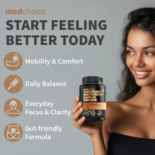 MEDCHOICE 4-in-1 Turmeric Joint Support with Garlic & BioPerine, 120ct
