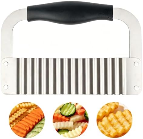 Crinkle Cutter, French Fry Cutter for Potatoes, Upgraded Stainless Steel Blade