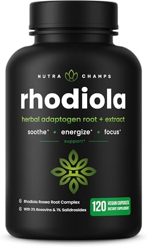 Rhodiola Rosea Supplement 600mg | 120 Vegan Capsules | Rhodiola Rosea Extract for Energy, Stress Relief, Mood and Focus | Adaptogenic Root with Rosavin & Salidrosides | 300mg Pills by NutraChamps
