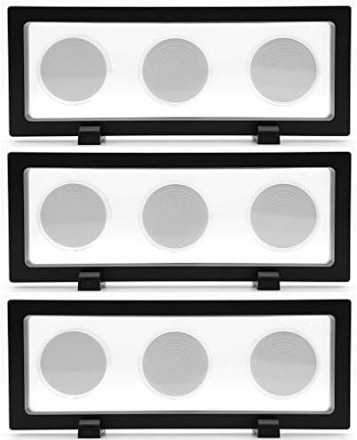 Skelang 3D Floating Display Case with 9 Coin Capsules, 9"×3.54"×0.75" Display Stand Holder Suspension Frame for AA Medallion, Antique Challenge Coin