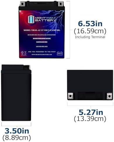 Mighty Max Battery YB14L-A2 -12 Volt 12 AH, 210 CCA, Rechargeable Maintenance Free SLA AGM Motorcycle Battery