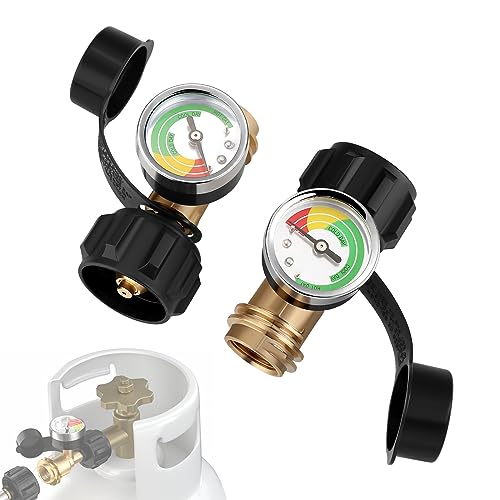 WADEO Propane Tank Gauge with Leak Detector 2Pack, Universal Level Indicator for 5-40lb Propane Tanks, Perfect for RV Camper, Propane Grills