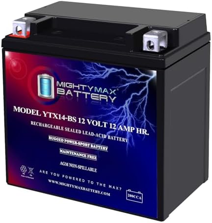 Mighty Max Battery YTX14-BS Replacement for 2000-2006 Honda TRX350 Rancher Battery