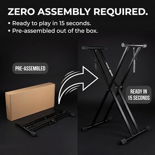RockJam RJX29 Adjustable X Frame Keyboard Stand with Locking Straps