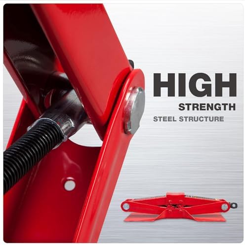 BIG RED T10152 Torin Steel Scissor Lift Jack Car Kit, 1.5 Ton (3,000 lb) Capacity, Red