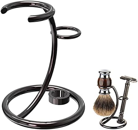 Linkidea Shower Shaving Brush Stand, Safety Razor Holder, Compatible with Vikings Blade Chieftain, Emperor Augustus Razor (Brushed Nickel)