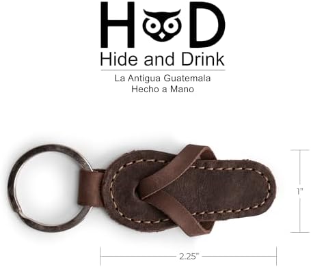 Hide & Drink, Flip-Flop Keychain, Sandal Beach Keychain for Travelers, Surfers and Beach Lovers, Full Grain Leather, Handmade, Bourbon Brown