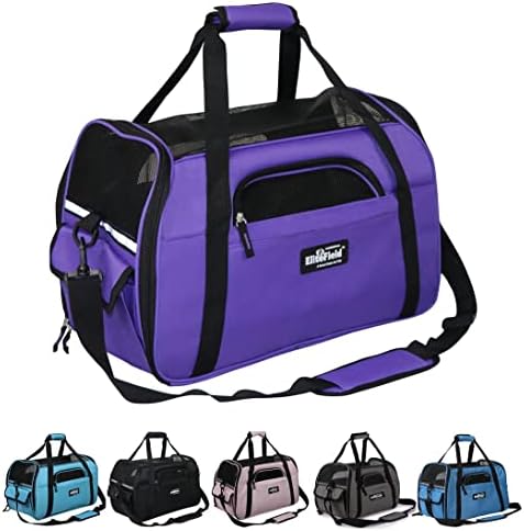 EliteField Soft-Sided Pet Carrier for Cats & Small Dogs (3-Year Warranty) | Airline Approved, Removable Bed & Cover, Built-In Leash, Luggage Sleeve, Seat Belt Loop, Waterproof, Durable, Foldable