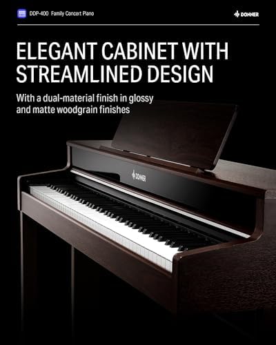 Donner DDP-300 Digital Piano with 88 Graded Hammer Action Weighted Keys, Record, Bluetooth, 10 Voices, 4 Reverb, Speakers