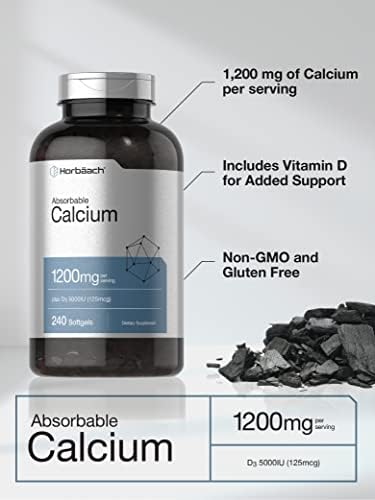 Horbäach Calcium 1200 mg with Vitamin D3 | 240 Softgels | 5000IU Vitamin D3