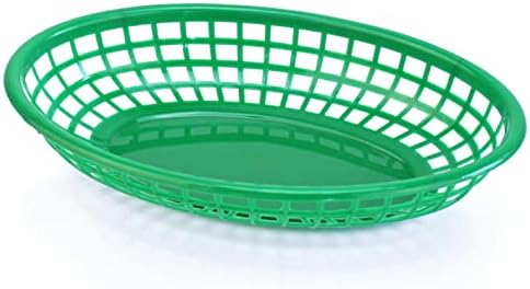 New Star Foodservice 44126 Fast Food Baskets, 9 1/4-Inch x 6-Inch Oval, Set of 12, Green