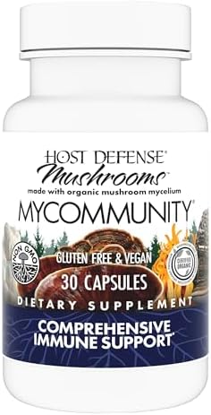 Host Defense MyCommunity Capsules - 17 Species Blend Mushroom Supplement for Immune Support - Herbal Aid with Lion's Mane, Reishi. Chaga, Cordyceps, Turkey Tail & More - 120 Capsules