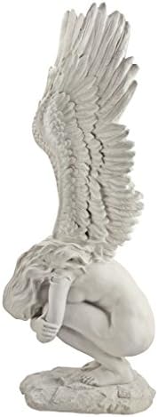 Design Toscano Remembrance and Redemption Angel Religious Indoor/Outdoor Garden Statue, From Base to Top of the Wings Nearly 3 feet tall! Tall, Cast Stone Resin, Antique Stone Finish
