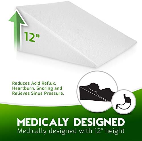 Abco Bed Wedge Pillow for Sleeping - Memory Foam Top - Reduce Neck & Back Pain, Snoring, Acid Reflux, Respiratory Problems - Ideal for Sleeping