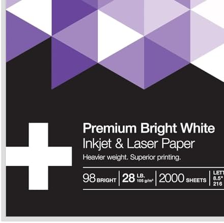 Staples Laser Paper 8.5 x 11 Inch 28 lb 98 Bright High‑Quality Prints, 500 Sheets | Heavyweight paper for crisp, professional prints in laser printers and copiers.