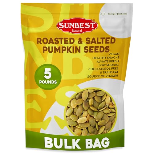 Sunbest Natural Raw Pumpkin Seeds, 2 lbs – Unsalted & Shelled – Whole Pepitas, Pumpkin Seeds to Eat – Great for Snacking, Baking & Topping – Rich in Essential Fatty Acids, Iron & Protein (32 oz)