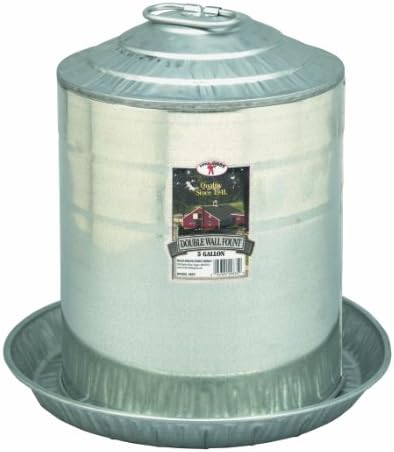 Little Giant® Double Wall Metal Poultry Fount | Poultry Waterer | Heavy Duty Galvanized Steel Waterer | Made in USA (Silver, 3 Gallon)