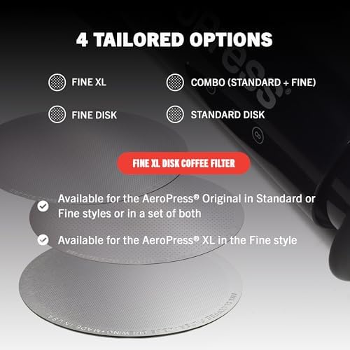 Able - DISK Stainless Steel Coffee Filter, AeroPress Coffee Maker-Compatible, AeroPress Accessories for Home & Cafes, 2.45” Reusable Coffee Filters (254-Micron Standard + 152-Micron Fine), Pack of 2