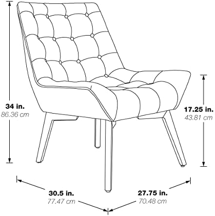 OSP Home Furnishings Shelly Mid-Century Modern Button Tufted Accent Chair with Solid Wood Sculpted Frame
