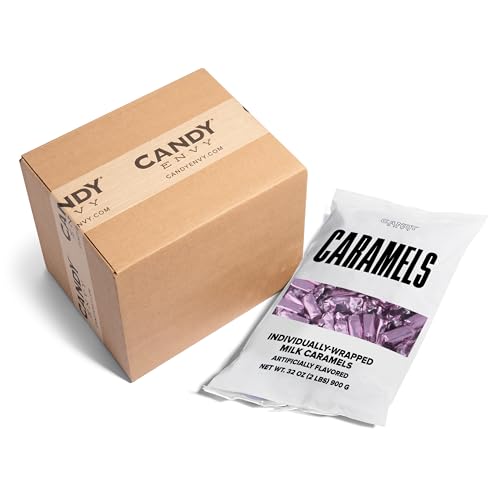 Candy Envy - Individually Wrapped Caramels - Light Pink Wrapper - 2 Pound Bulk Light Pink Valentine Candy