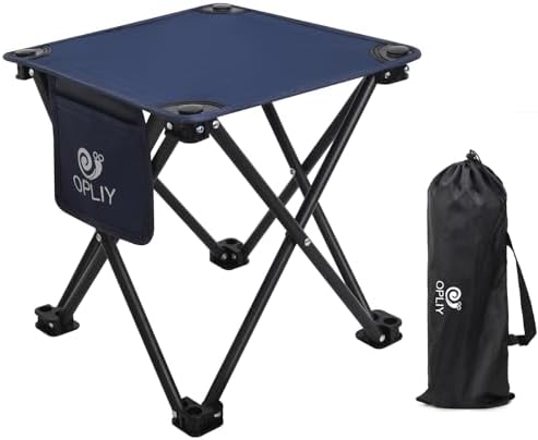 Opliy Camping Stool, Folding Small Chair Portable Camp Stool for Camping Fishing Hiking Gardening and Beach, Camping Seat with Carry Bag (Blue-Leaf)