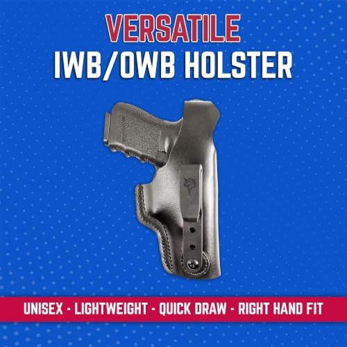 DeSantis Dual Carry II IWB/OWB Holster- Leather Holster, Fits GLOCK 19/19 GEN 5/19X/23/32/36/45/48, Beretta Cougar 9/40, S&W 99/990 L 4""