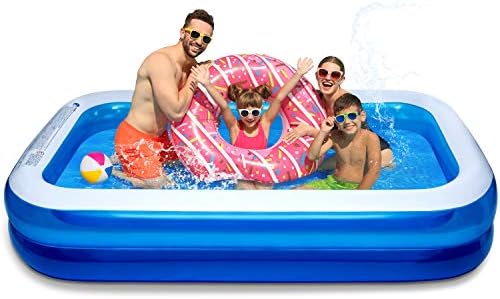 Inflatable Kiddie Pool, 50x33x17 Inch Rectangular