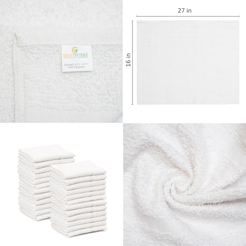 24 Pcs (2 Dozen) White 16x27 Inch Cotton Blend Economy Hand Towels Salon/Gym/Hotel Super use Absorbent Best for Kitchen,Janitorial,Home use Towels