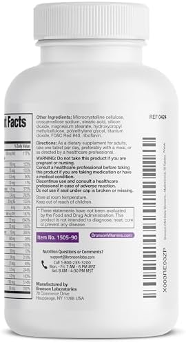 Bronson ONE Daily Women 50+ Complete Multivitamin Multimineral, 180 Tablets | Once-Daily, Targeted Nutrition For Active Women Over 50, Non-GMO, Gluten-Free, Soy-Free