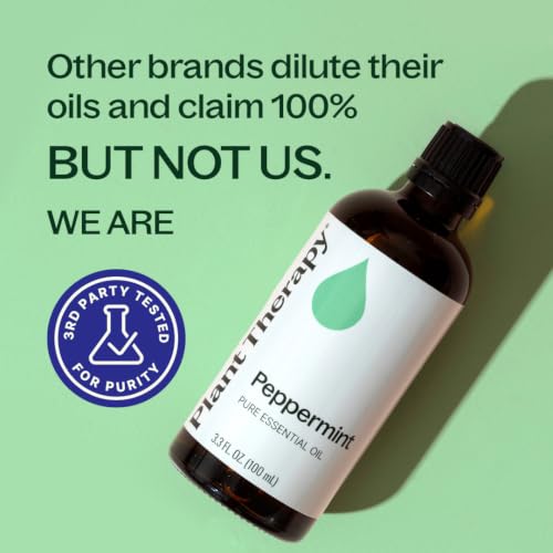 Plant Therapy Peppermint Essential Oil 100 mL (3.3 oz) | Peppermint Oil for Skin & Hair, Pure & Undiluted for Diffuser & Topical Use