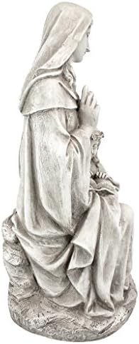 Design Toscano Anne with Young Mother Mary Holy Religious Garden Statue, 12 inches wide, 21 inches tall, Cast Stone Resin, Antique Stone Finish