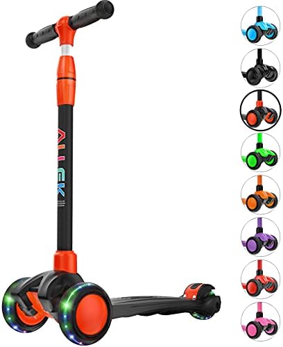 Allek Kick Scooter B03, Lean 'N Glide 3-Wheeled Push Scooter with Extra Wide PU Light-Up Wheels