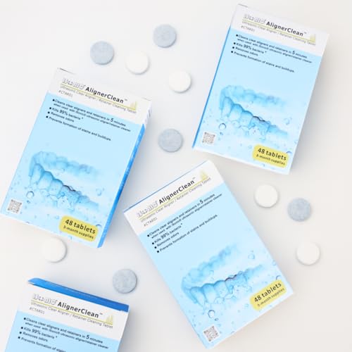 iSonic AlignerClean Denture Cleaner Tablets for Aligners, Retainers, Night Guards and CPAP Components, Ultrasonic Cleaning, 48 Count (1 Pack)