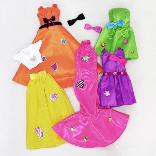 Barbie Be a Fashion Designer Kit - 5 Outfits & DIY Doll Dress Up Set | Create custom styles with glitter, ribbons