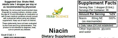 Liquid Vitamin B3 Niacin Drops, Alcohol-Free, 1 Oz | Easy-to-Take Liquid Formula with Flexible Serving, Vegan, Non-GMO