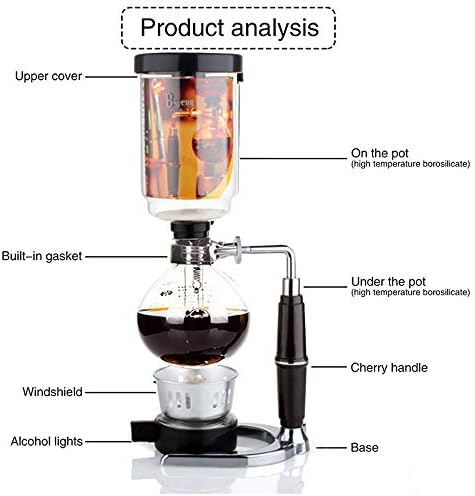 Siphon Coffee Maker Japanese Style Vacuum Glass Siphon Pot Percolators 1-3 Cups Siphon Coffee Maker