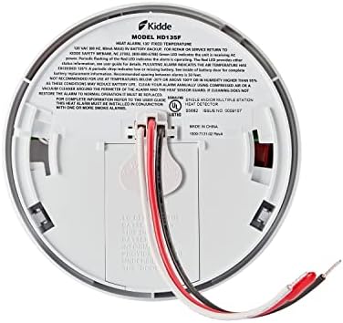 Kidde Heat Detector, Hardwired with Battery Backup & 2 LEDs, Interconnect Capability, Ideal for Garages