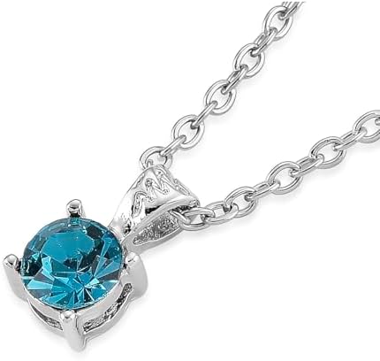 Multi Color Crystal 4pcs 1pc Mirror Pendant Necklace 20"in Silvertone